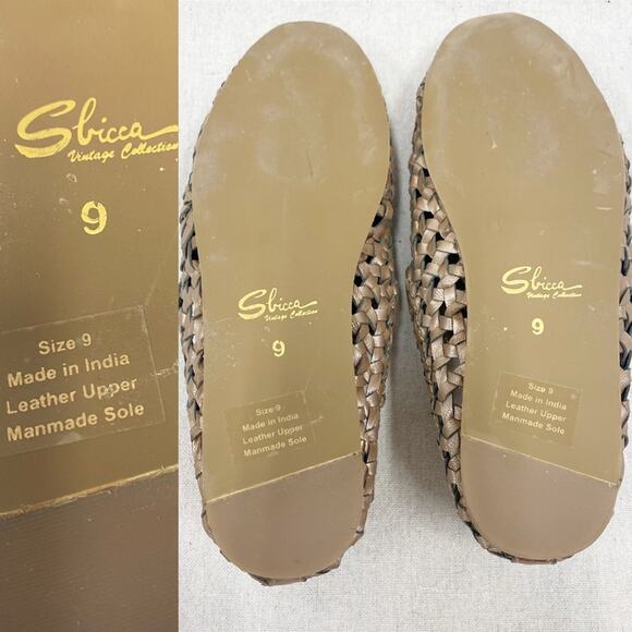 Sbicca Vintage Collection Iota metallic bronze woven leather mules NIB Size 9 - Picture 2 of 15